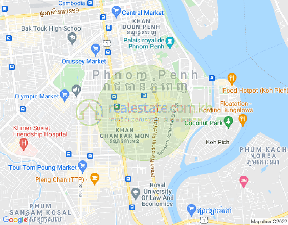 Mapa: BKK 1, Boeng Keng Kang, Phnom Penh