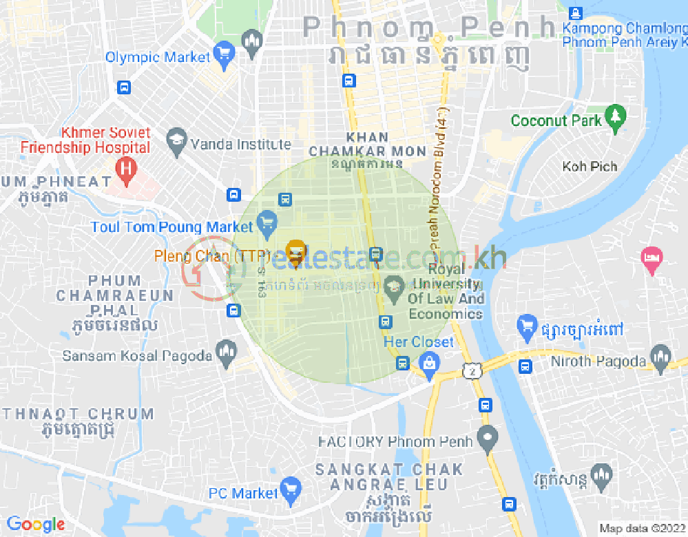 Mapa: Boeung Trabek, Chamkarmon, Phnom Penh