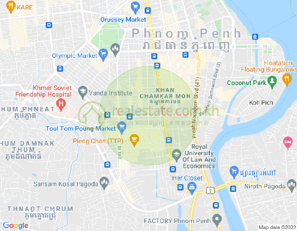 แผนที่ Dabest Properties, ตวลตุมปุง 1, จัมการมอน, พนมเปญ