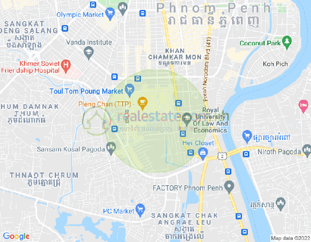 Mapa: Boeung Trabek, Chamkarmon, Phnom Penh