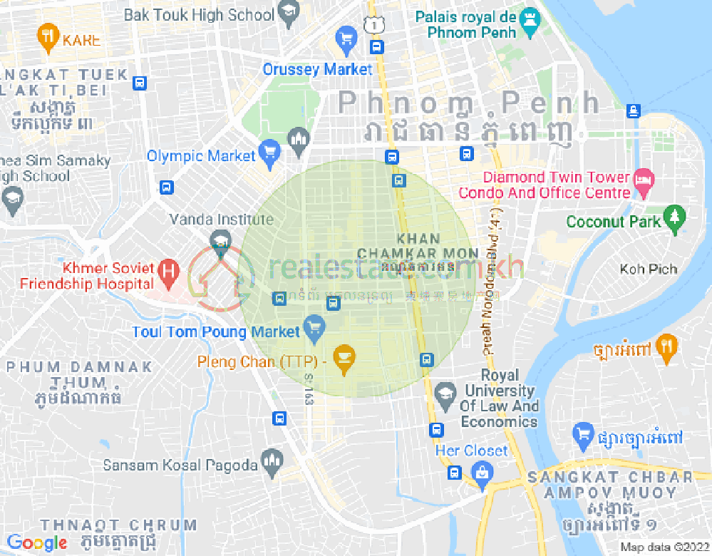 Mapa: BKK 3, Boeng Keng Kang, Phnom Penh