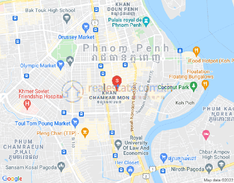 Mapa: BKK 1, Boeng Keng Kang, Phnom Penh
