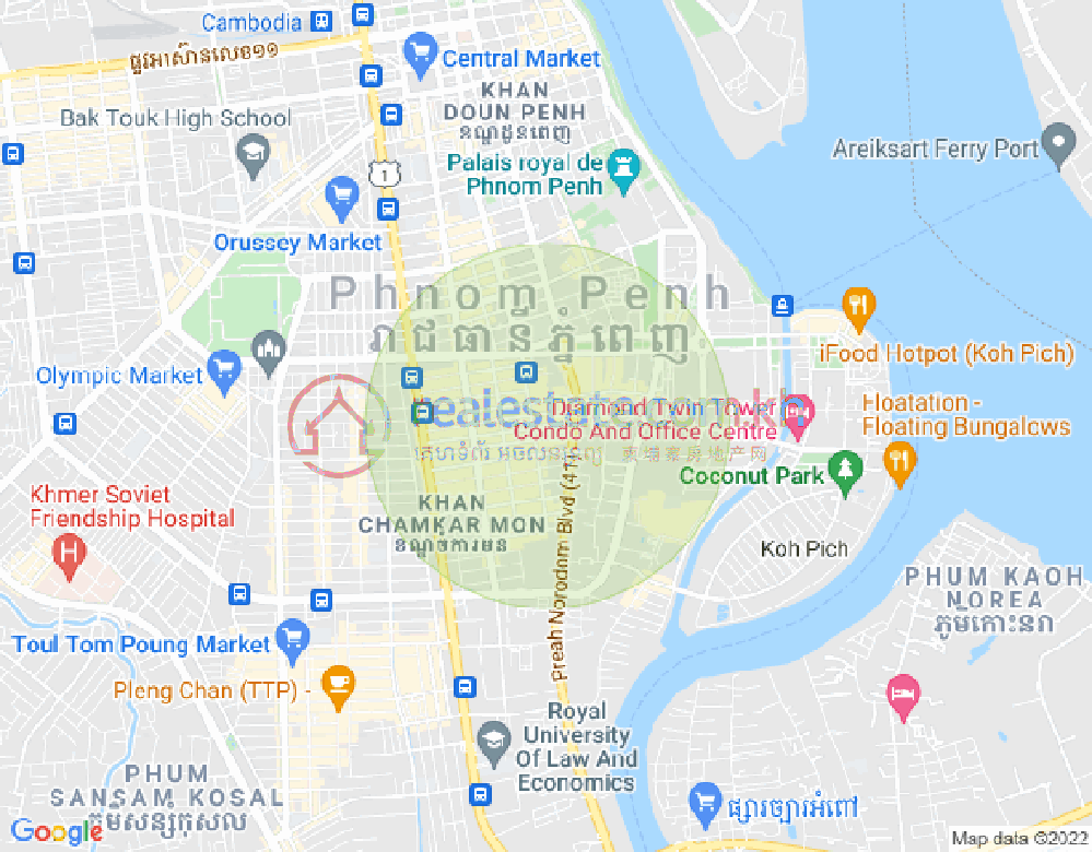 Map of BKK 1, Boeng Keng Kang, Phnom Penh