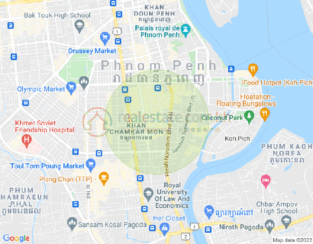 Map of BKK 1, Boeng Keng Kang, Phnom Penh