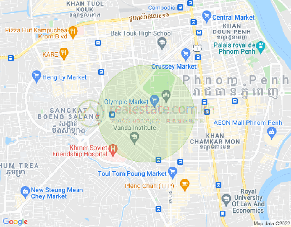万景岗2分区（BKK2), 波哥堪, 金边地图