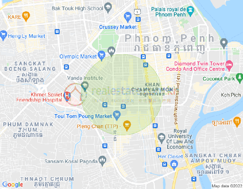 万景岗3分区（BKK3), 波哥堪, 金边地图