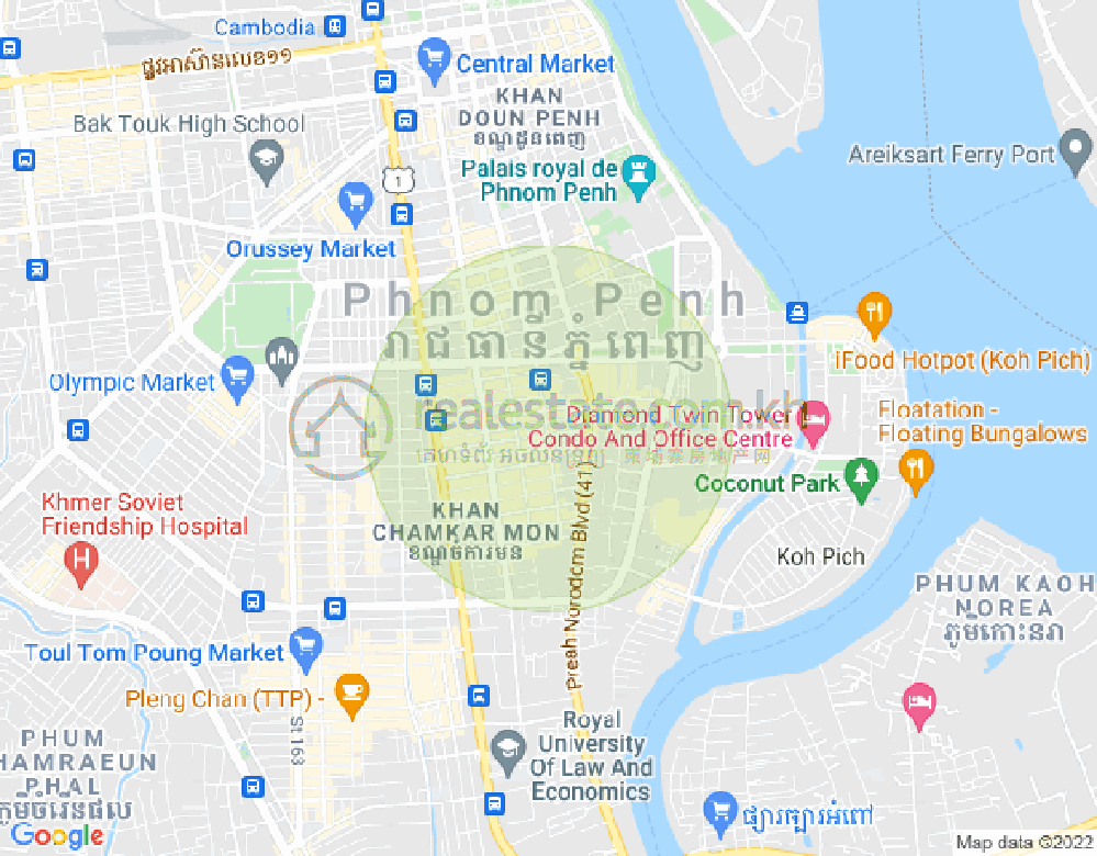 만경강1부구(BKK1), 벙껭깡, 프놈펜 지도