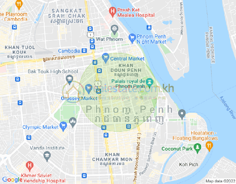 Mapa: Phsar Kandal I, Daun Penh, Phnom Penh