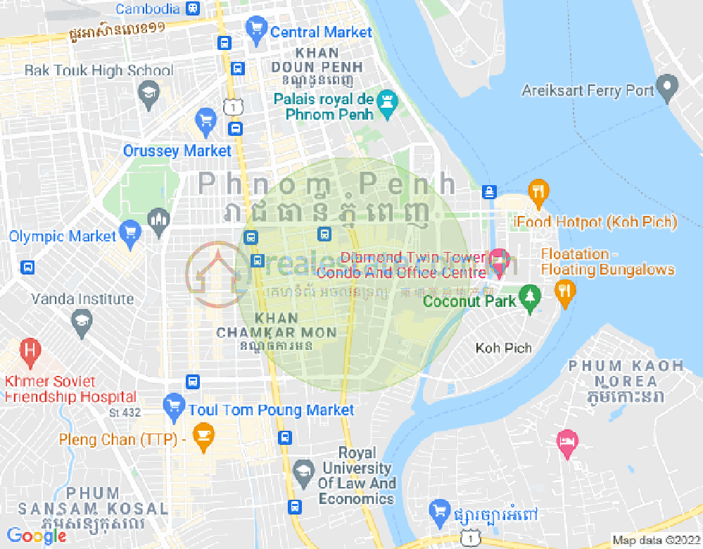 Mapa: BKK 1, Boeng Keng Kang, Phnom Penh