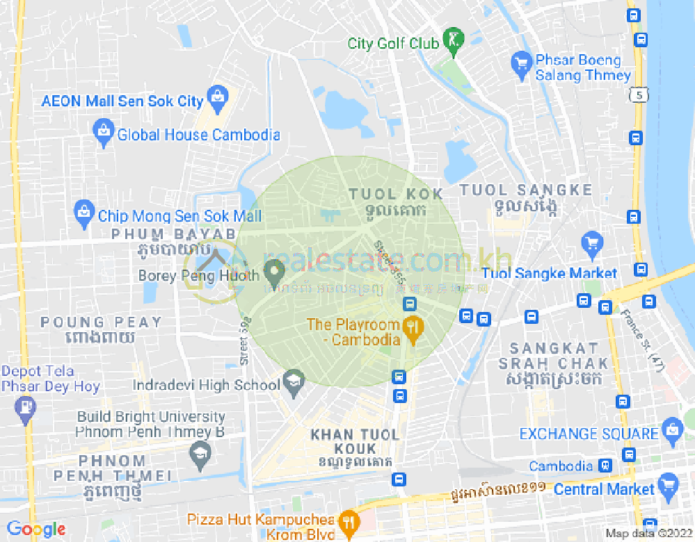 Mapa: Boeung Kak 1, Toul Kork, Phnom Penh