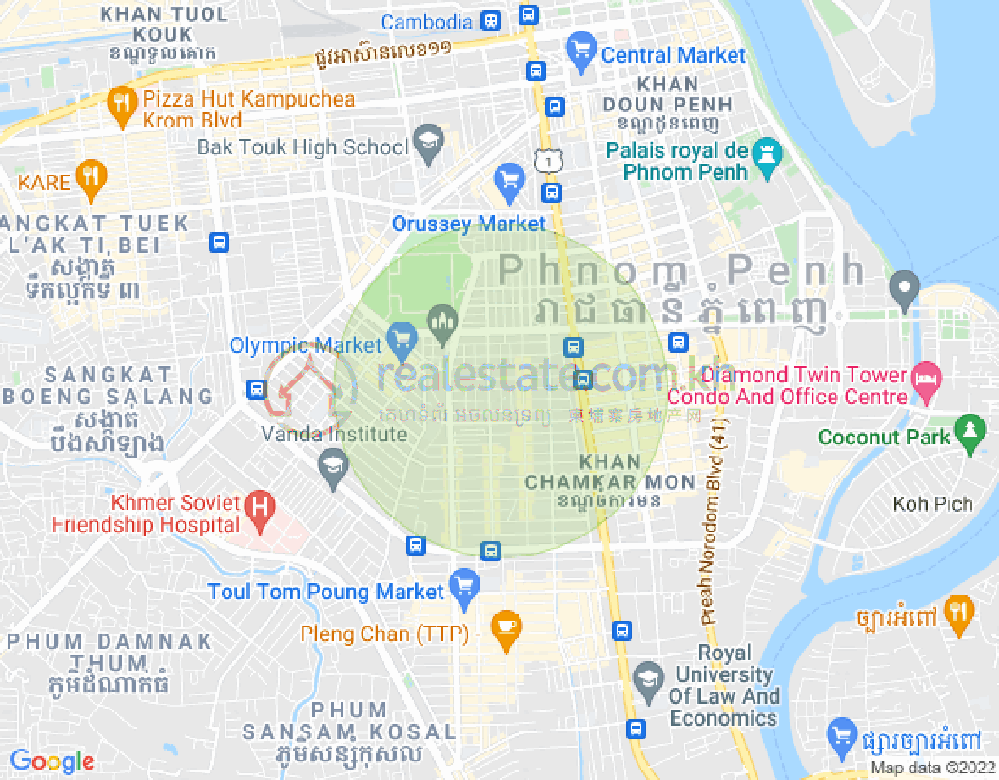 Mapa: BKK 2, Boeng Keng Kang, Phnom Penh