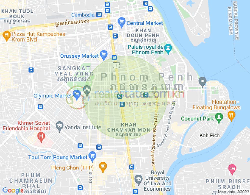 BKK 1, ボンケンコン, プノンペンの地図
