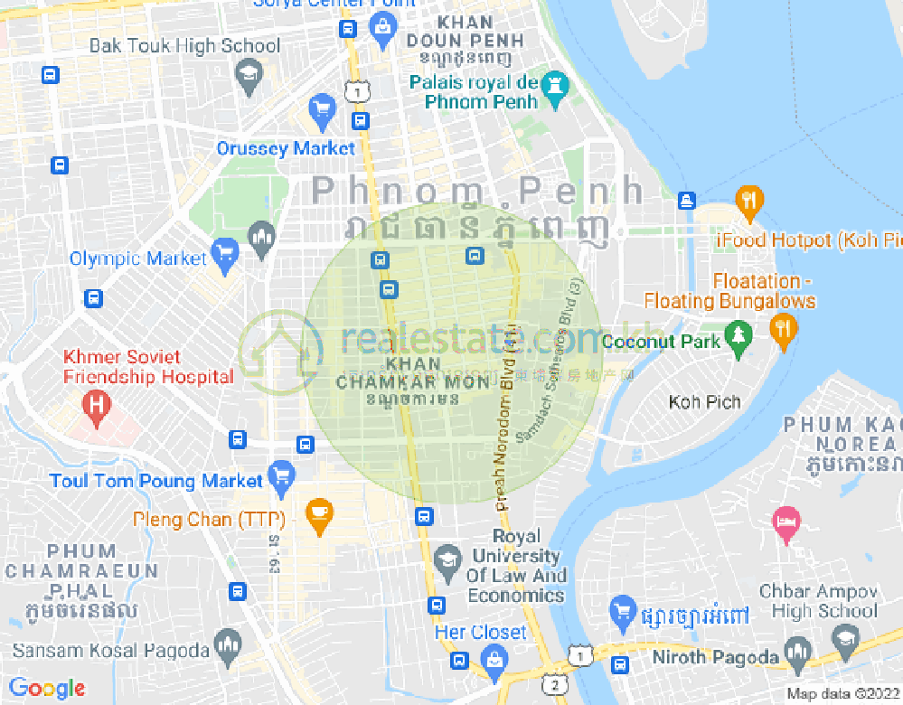 Mapa: BKK 2, Boeng Keng Kang, Phnom Penh
