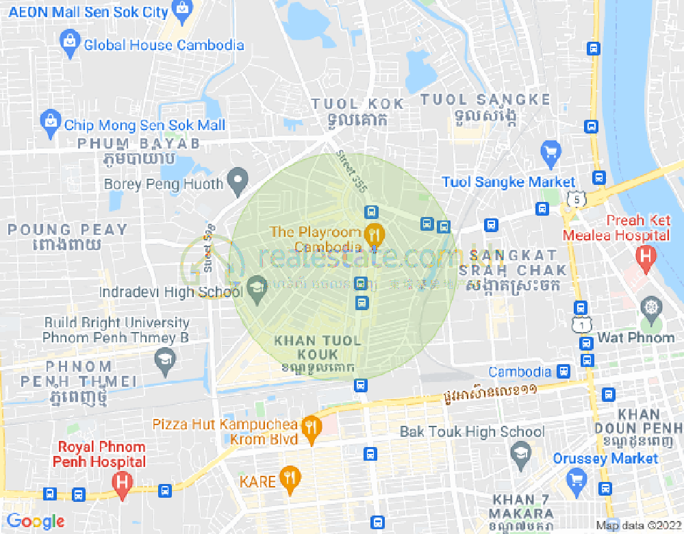 แผนที่ บึงกัก 1, ตuolโกก, พนมเปญ