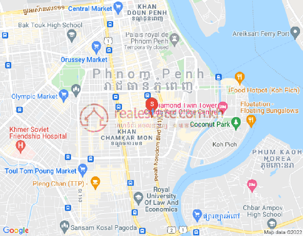 Mapa: BKK 1, Boeng Keng Kang, Phnom Penh