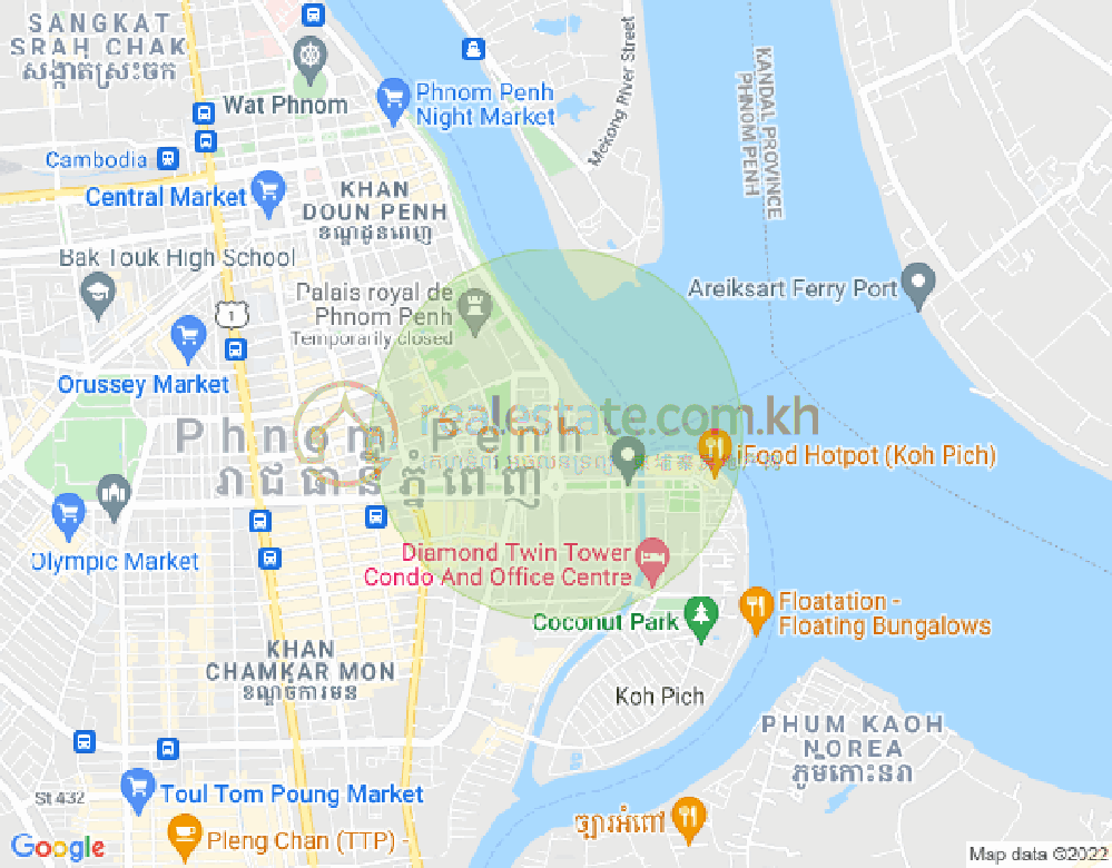 Карта Тонле Бассак, Чамкармон, Пномпень
