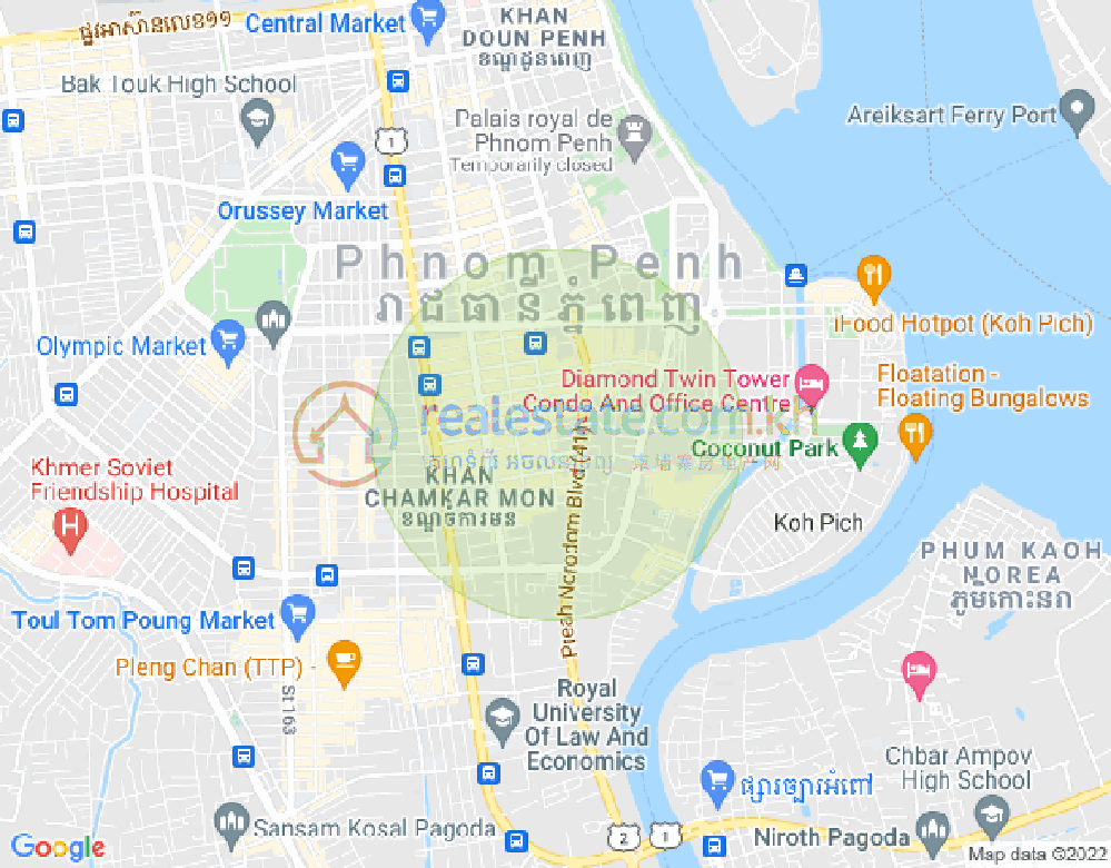 Map of BKK 1, Boeng Keng Kang, Phnom Penh