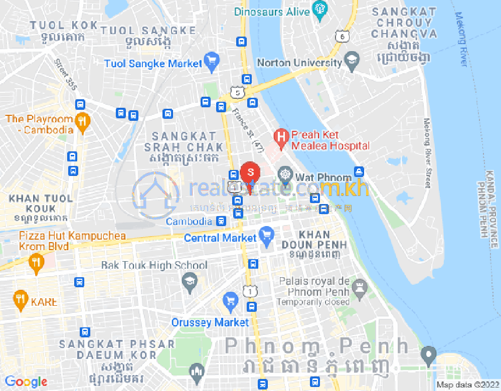 Mapa: Boeng Reang, Daun Penh, Phnom Penh