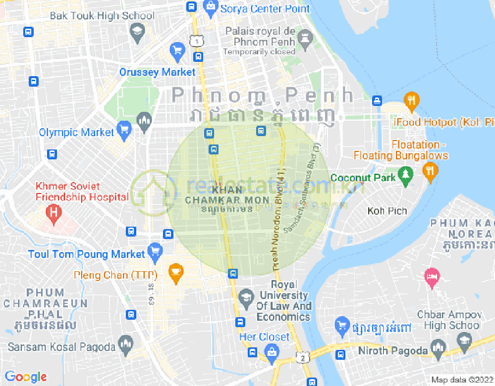 Mapa: BKK 2, Boeng Keng Kang, Phnom Penh