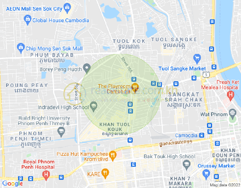 Map of Boeung Kak 1, Toul Kork, Phnom Penh