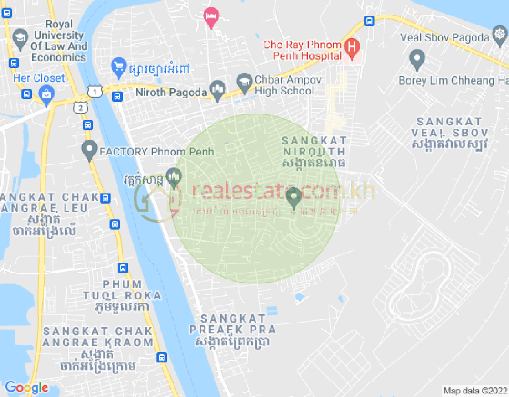 Mapa: Preaek Thmei, Chbar Ampov, Phnom Penh