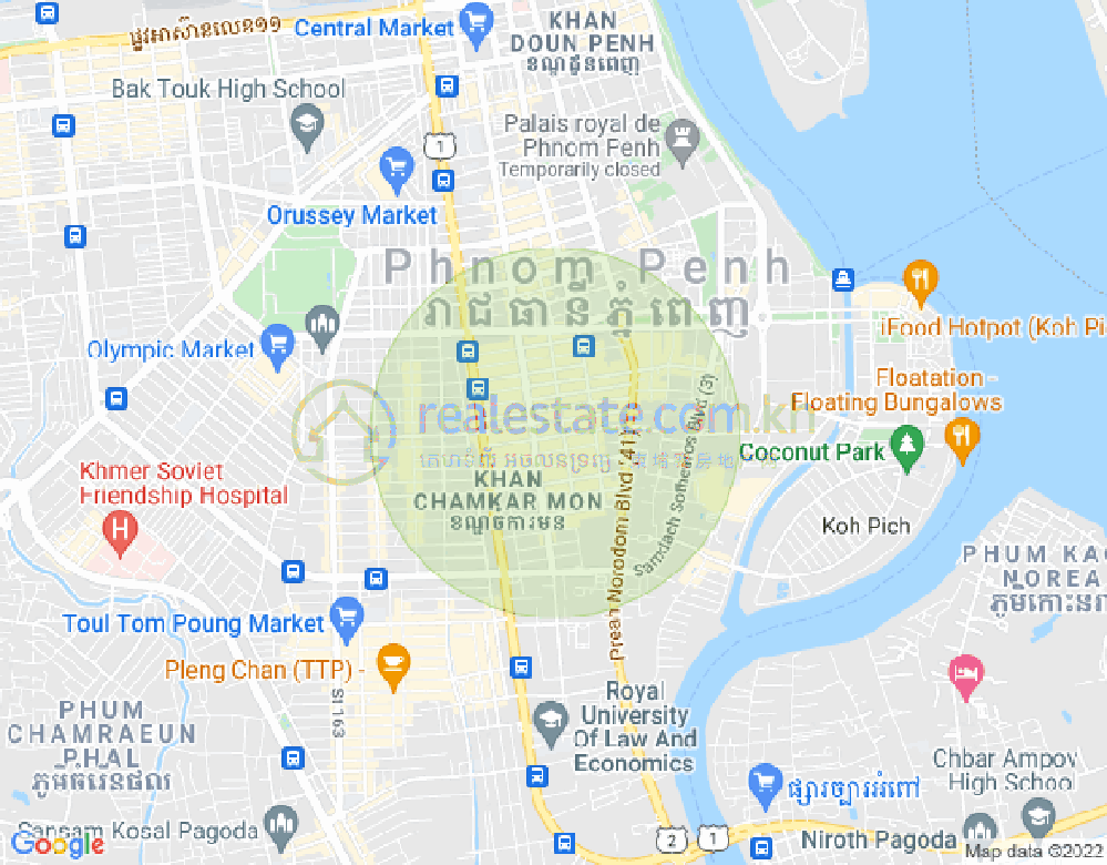 Mapa: BKK 1, Boeng Keng Kang, Phnom Penh