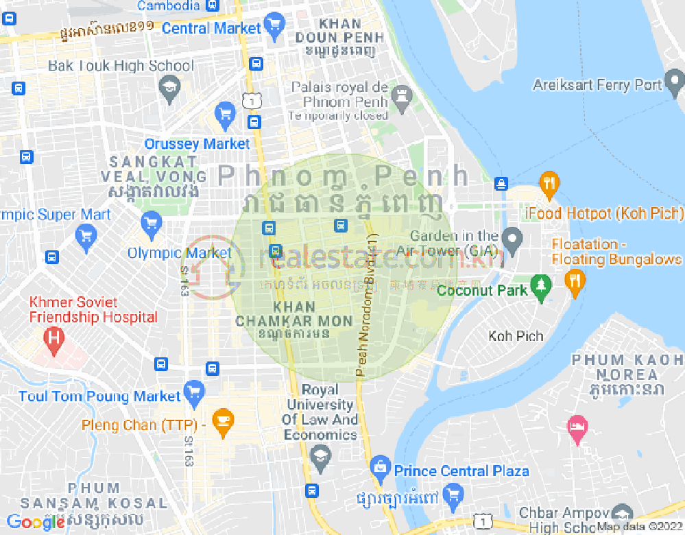 Mapa: BKK 1, Boeng Keng Kang, Phnom Penh