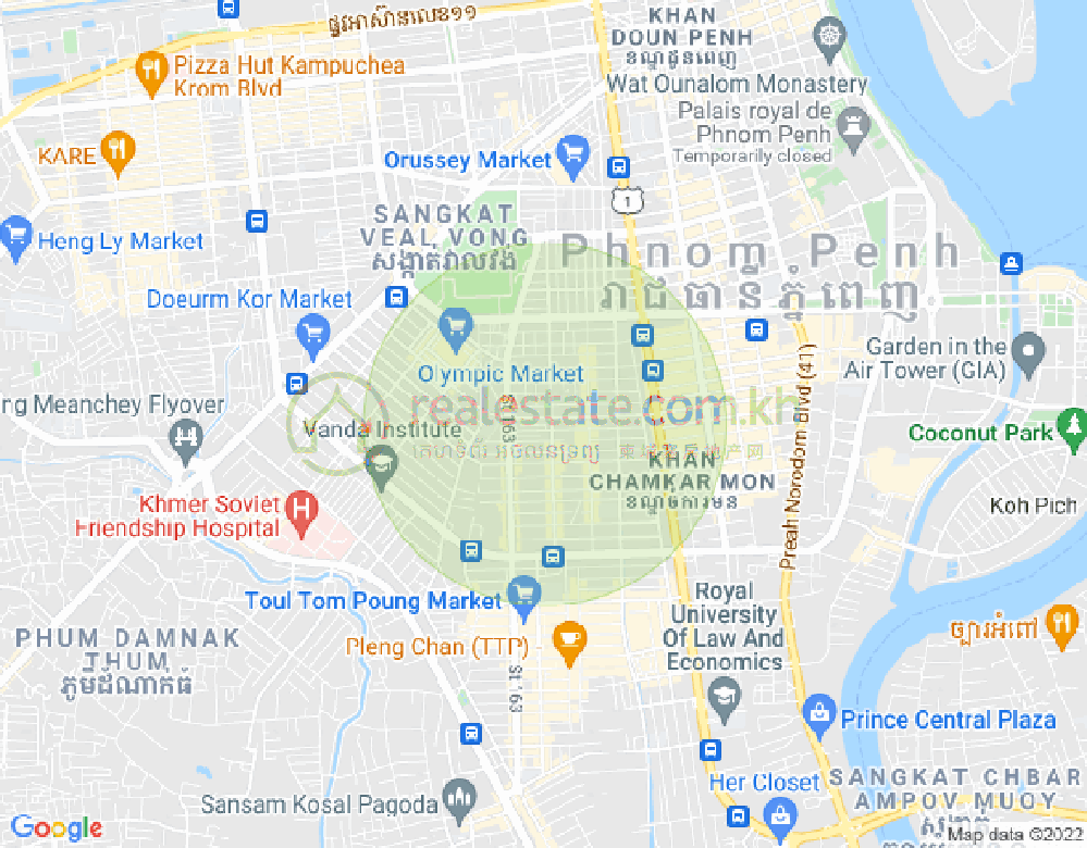 Mapa: BKK 1, Boeng Keng Kang, Phnom Penh