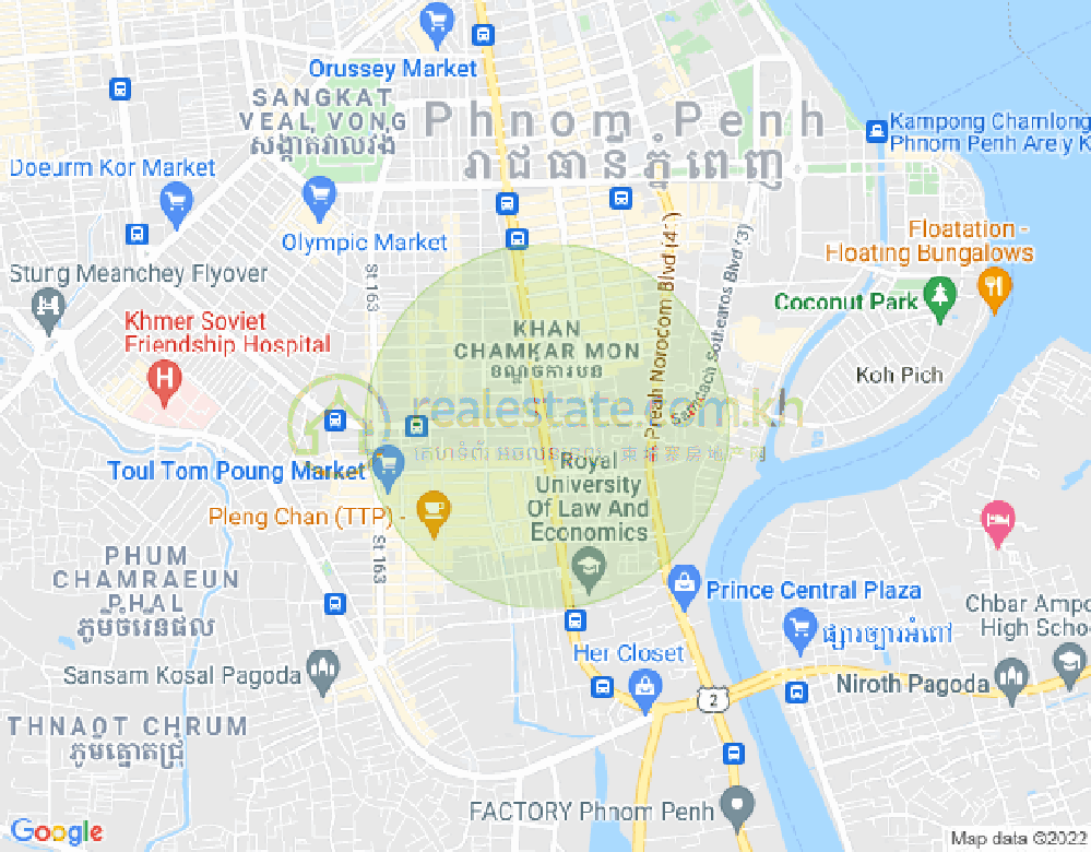 Mapa: Boeung Trabek, Chamkarmon, Phnom Penh