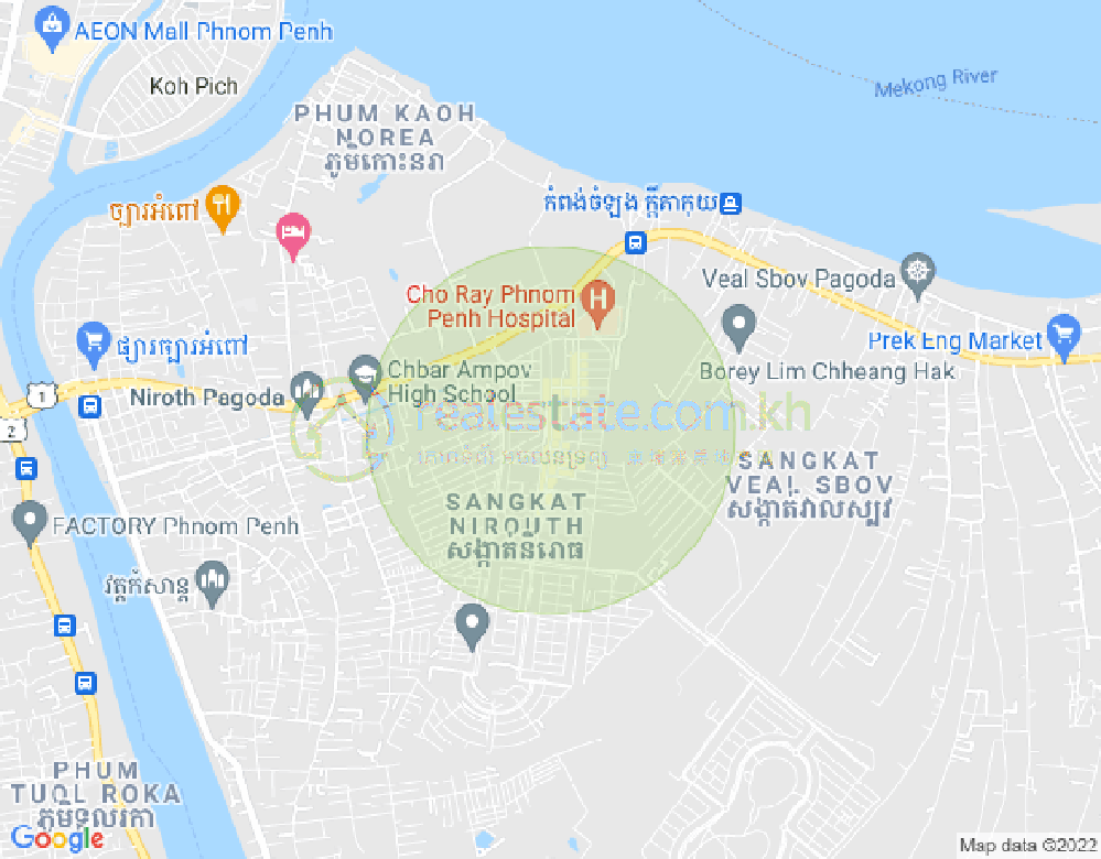 Mapa: Nirouth, Chbar Ampov, Phnom Penh