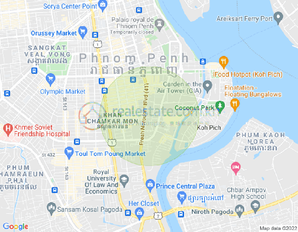 Map of BKK 1, Boeng Keng Kang, Phnom Penh