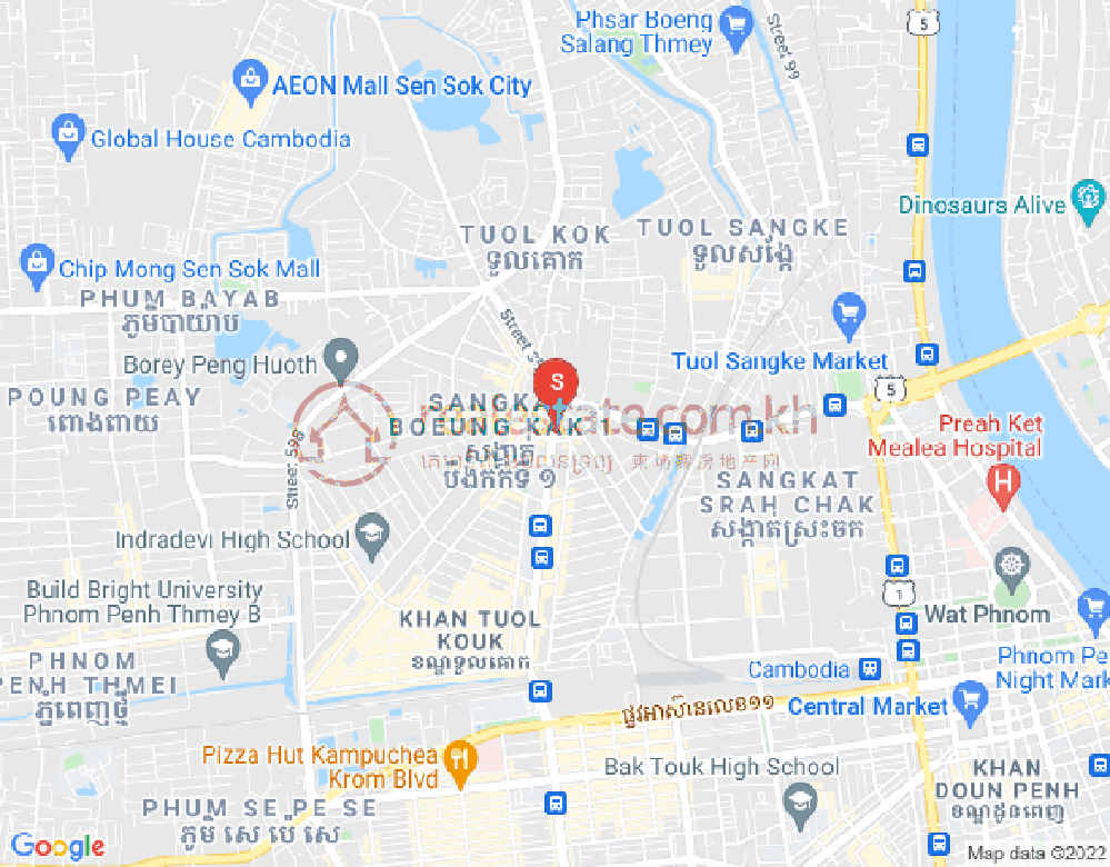 ブン・カック1, トゥールコーク, プノンペンの地図