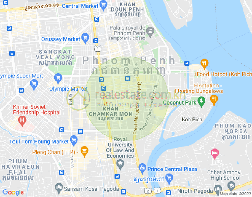 Mapa: BKK 1, Boeng Keng Kang, Phnom Penh