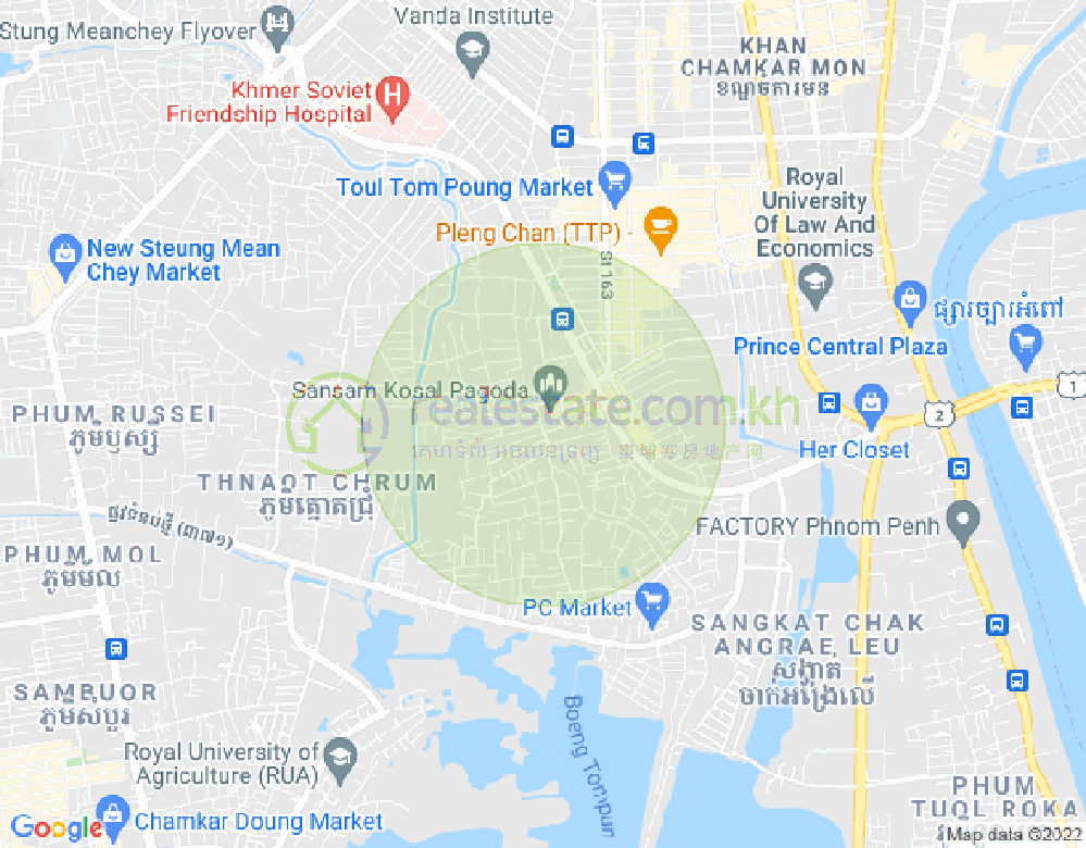 Boeung Tumpun分区, 棉芷区, 金边地图