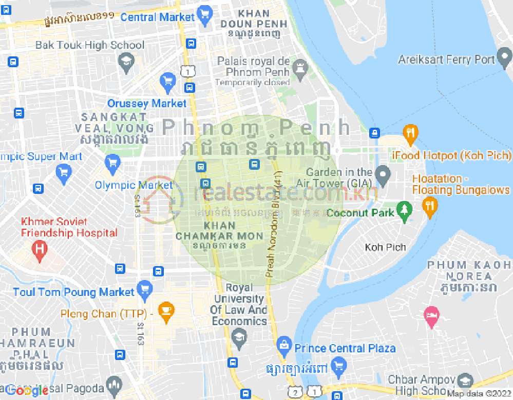 万景岗1分区（BKK1), 波哥堪, 金边地图
