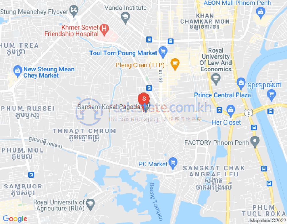 Boeung Tumpun分区, 棉芷区, 金边地图