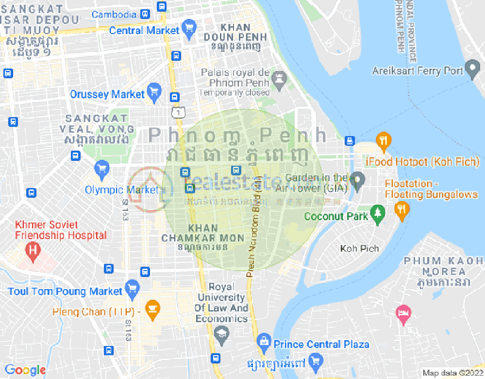 BKK 1, ボンケンコン, プノンペンの地図