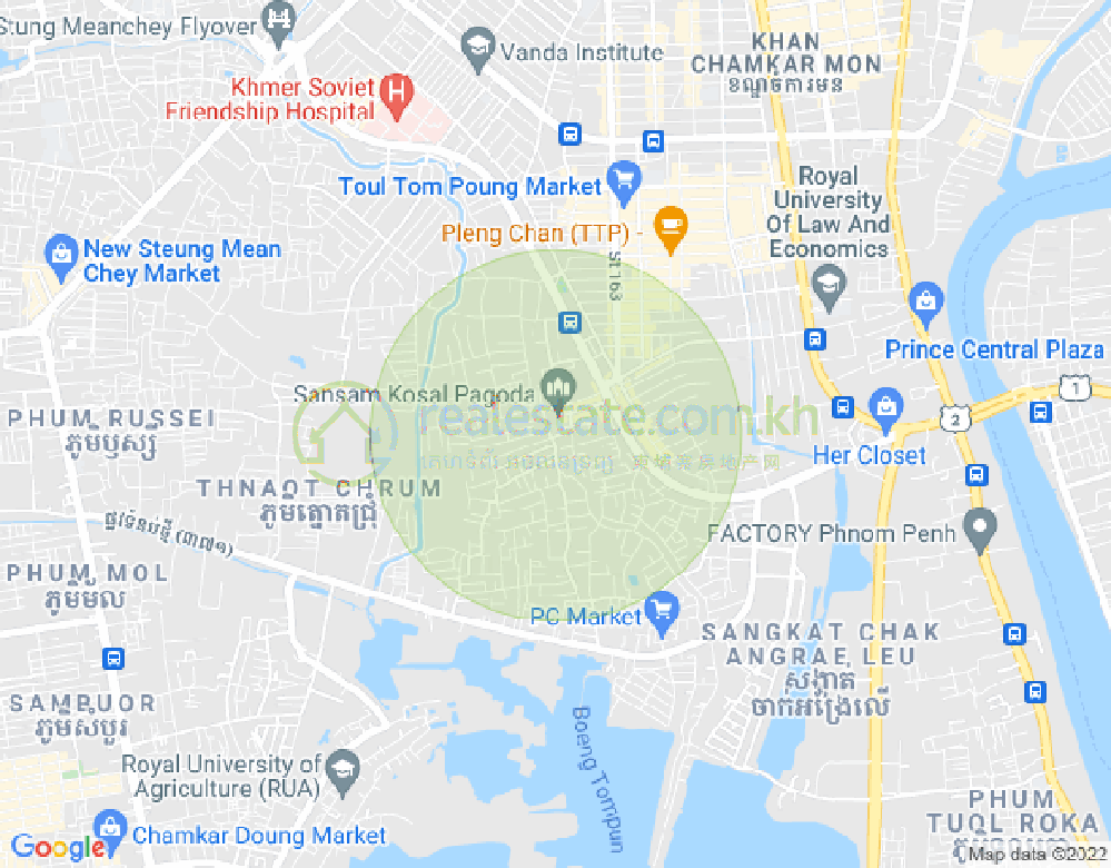 Boeung Tumpun分区, 棉芷区, 金边地图