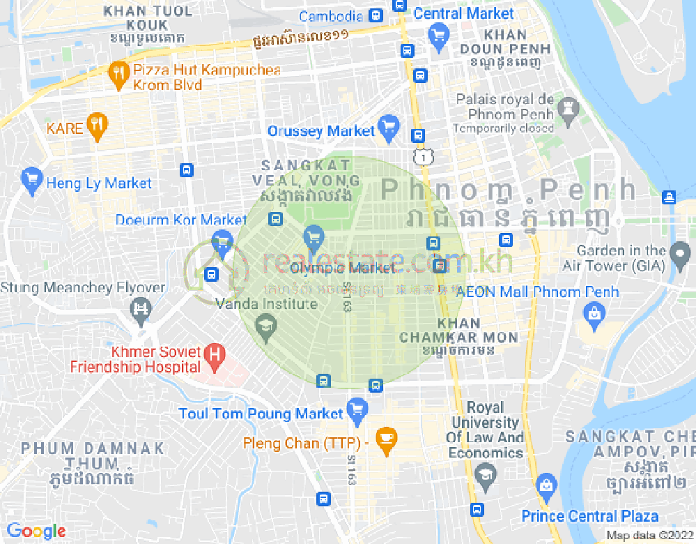 オリンピック, ボンケンコン, プノンペンの地図