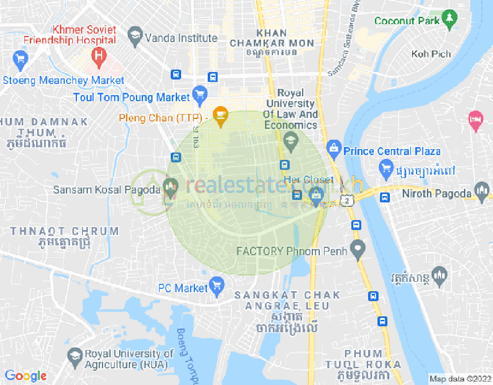 プサードウムトコウ, チャムカモン, プノンペンの地図