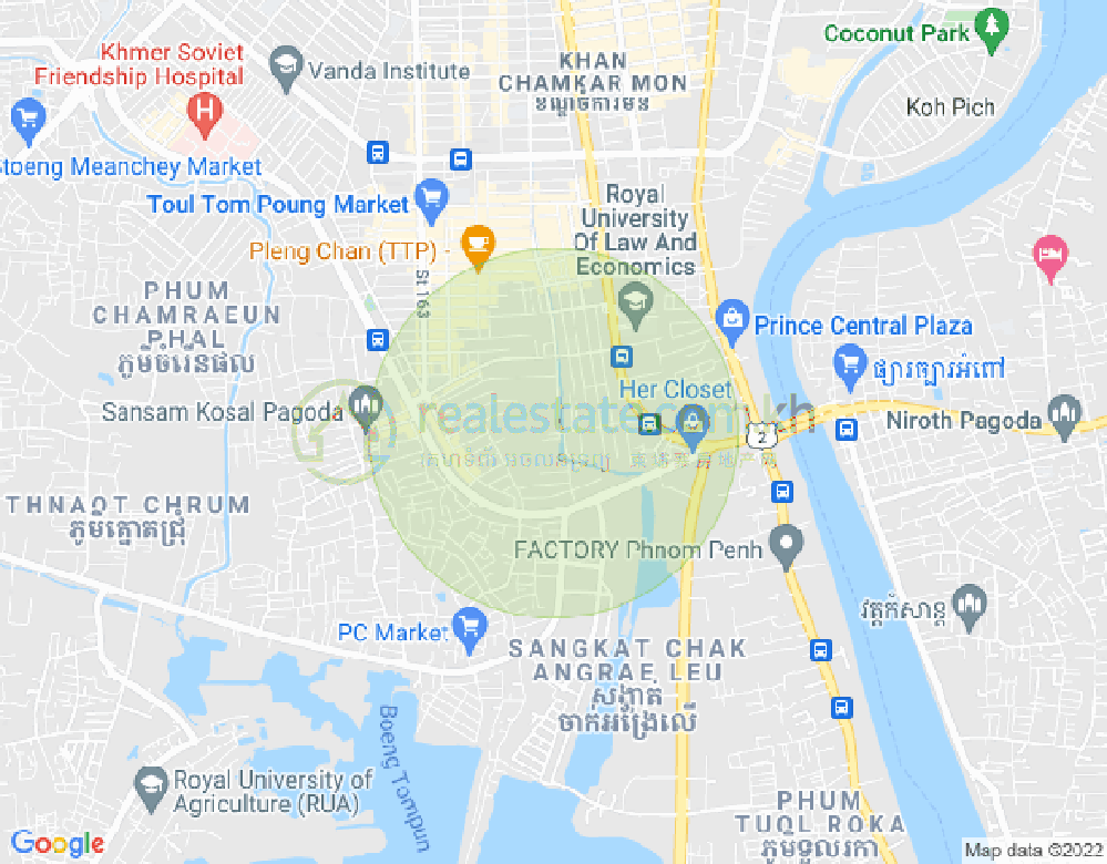 แผนที่ พสาร์เดิมทะกอ, จัมการมอน, พนมเปญ
