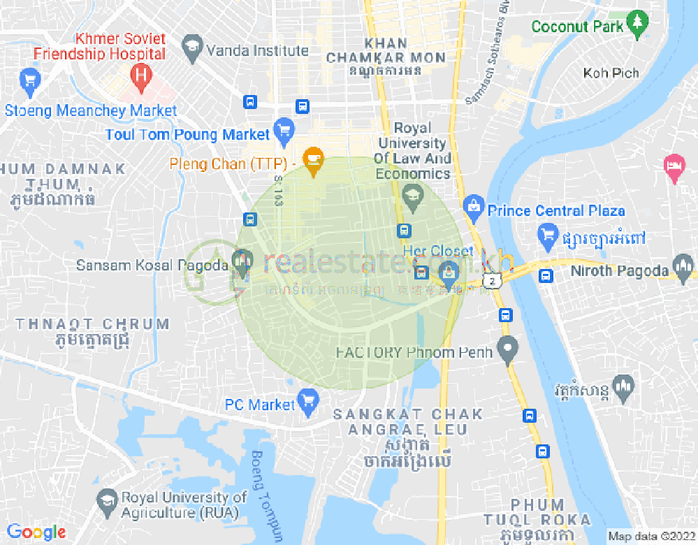 プサードウムトコウ, チャムカモン, プノンペンの地図