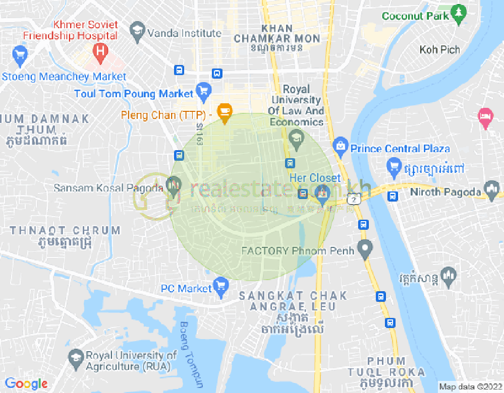 プサードウムトコウ, チャムカモン, プノンペンの地図