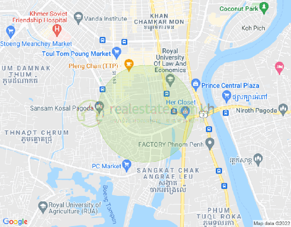 แผนที่ พสาร์เดิมทะกอ, จัมการมอน, พนมเปญ