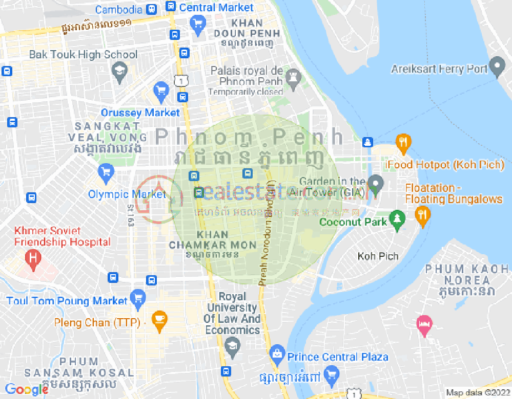 Map of BKK 1, Boeng Keng Kang, Phnom Penh