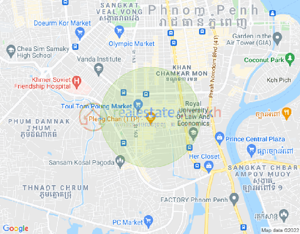 Carte de Toul Tum Poung 1, Chamkarmon, Phnom Penh