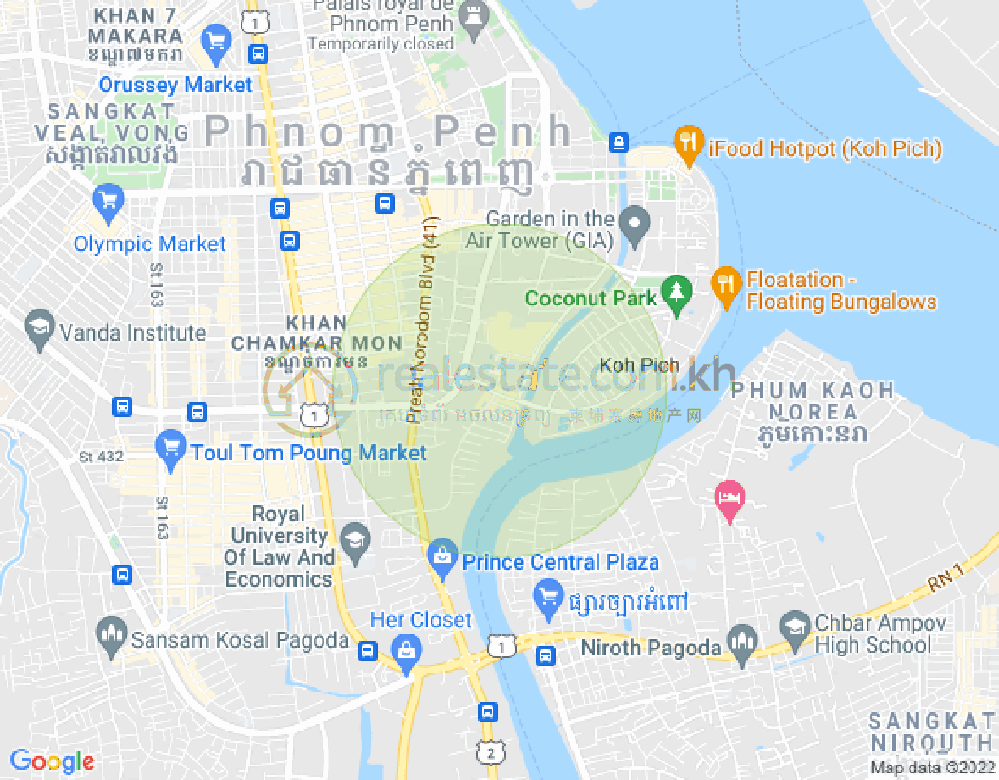 トンレバサック, チャムカモン, プノンペンの地図