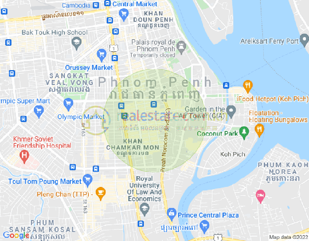 Mapa: BKK 1, Boeng Keng Kang, Phnom Penh