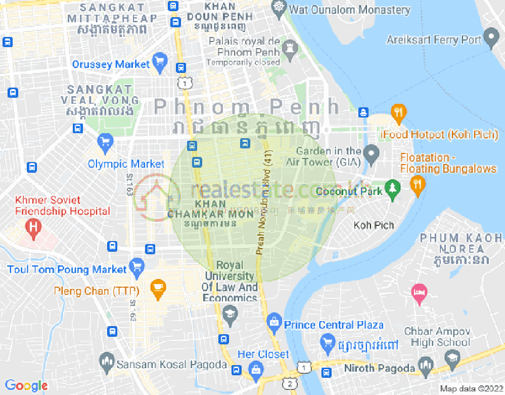 BKK 1, ボンケンコン, プノンペンの地図