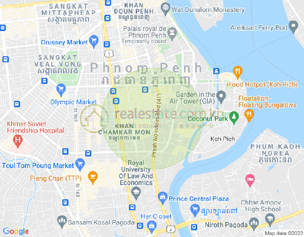 BKK 1, ボンケンコン, プノンペンの地図